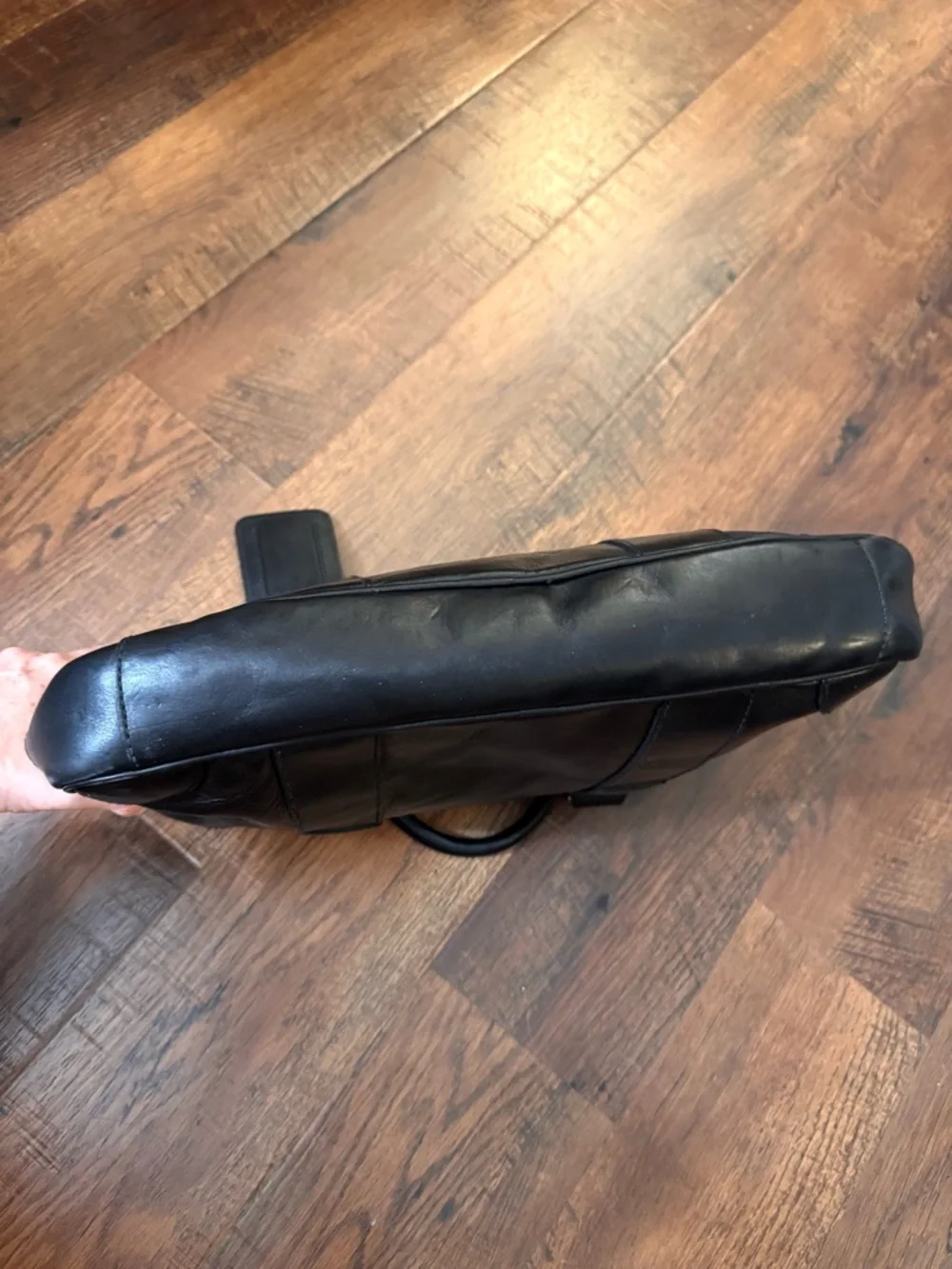 POLO RALPH LAUREN black leather, top handle briefcase/laptop bag, unisex